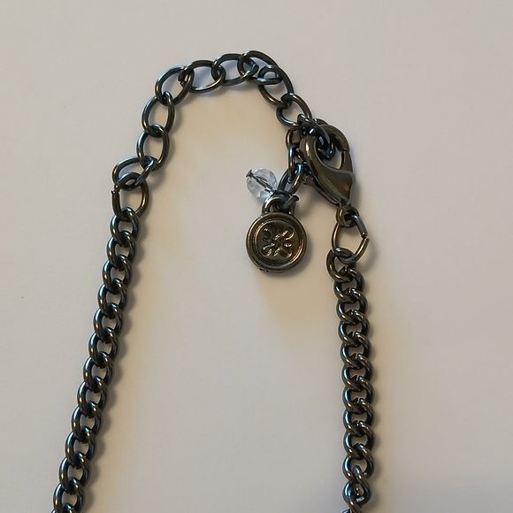 Vera Wang Dark Blue Silver Tone Multi Strand Rhinestone Beaded Ball Bib Necklace - Picture 7 of 11